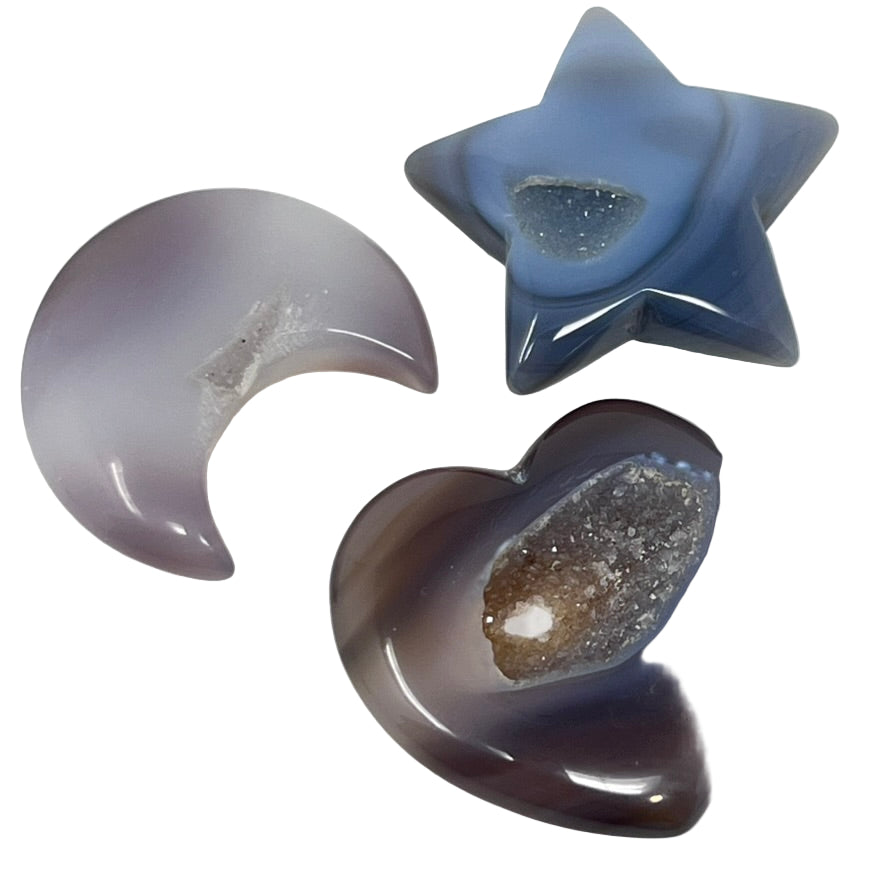 Agate Druzy - Moon/Star/Heart
