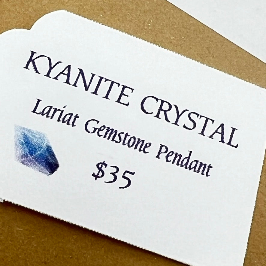 Necklace by SoulSkin - Kyanite Crystal (Lariat Gemstone Pendant)