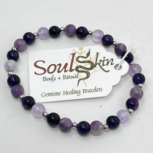 Bracelet by SoulSkin - Amethyst, Lepidolite & Purple Tigers Eye