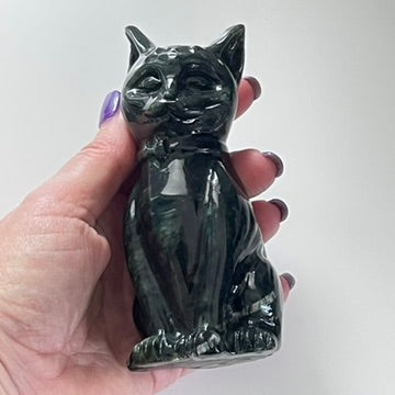 Carved Crystal Cat - Jade