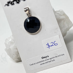 Pendant - Black Onyx (Round - Faceted)