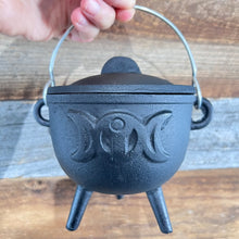 Load image into Gallery viewer, Cauldron - Cast Iron Black Moon Goddess 4&quot; (Large)

