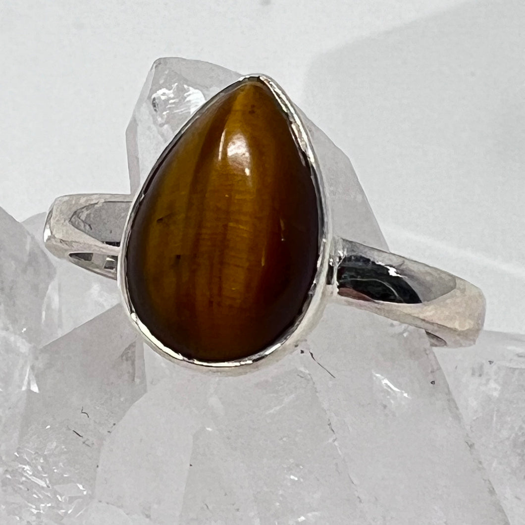 Ring - Tear Drop Tiger Eye - Size 6 & 8