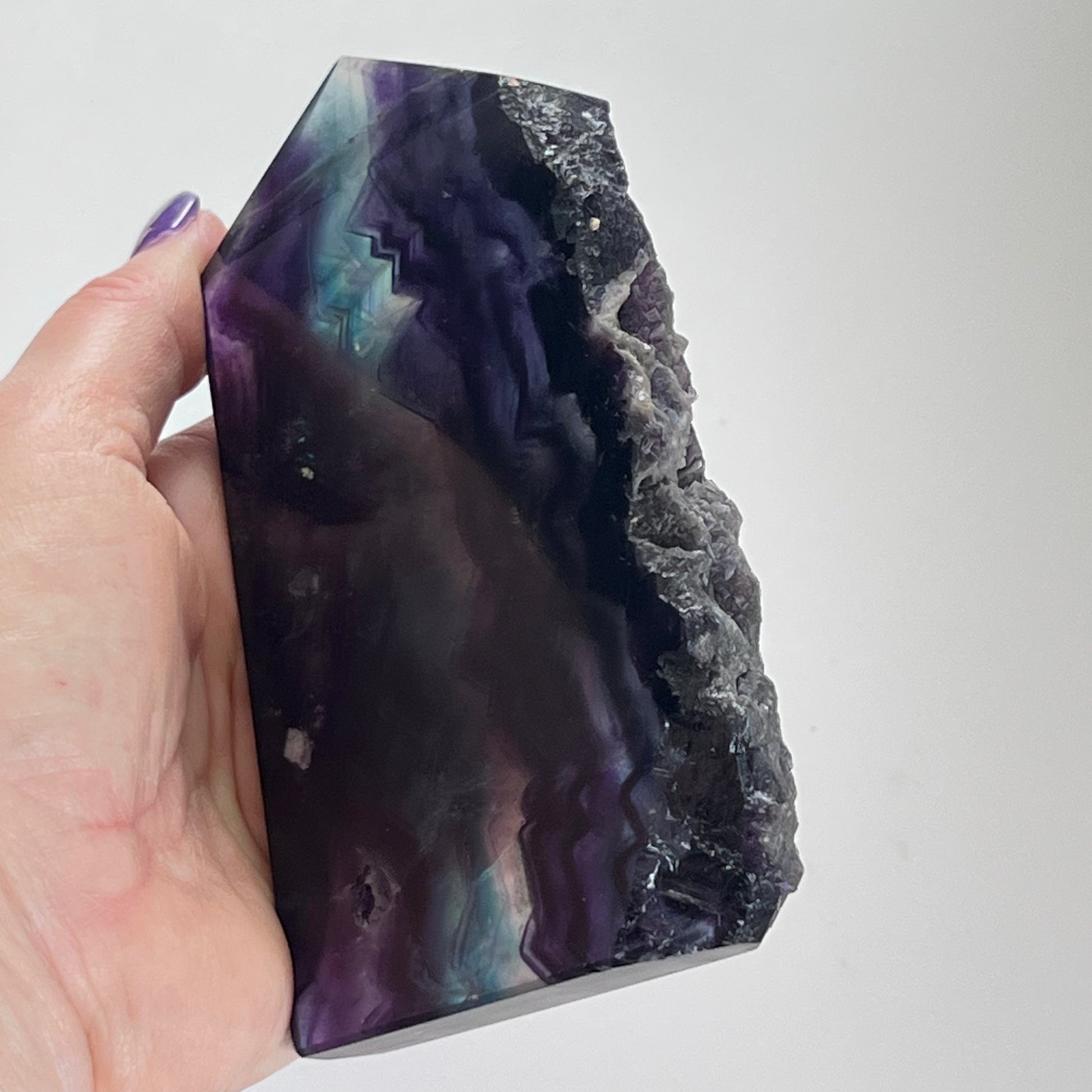 Rainbow Fluorite Slice with Rough Edge - $108