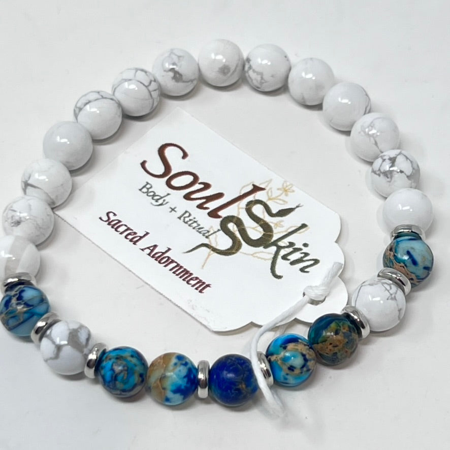 Bracelet by SoulSkin - Howlite & Imperial Jasper