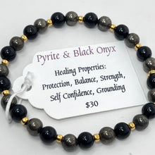 Load image into Gallery viewer, Bracelet by SoulSkin - Pyrite &amp; Black Onyx
