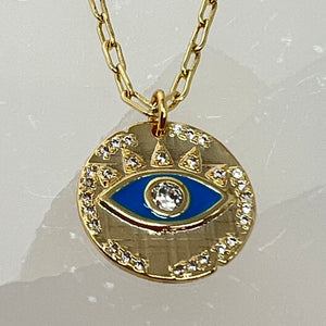 Quartz & Canary Oceans Evil Eye Necklace - Gold Filled