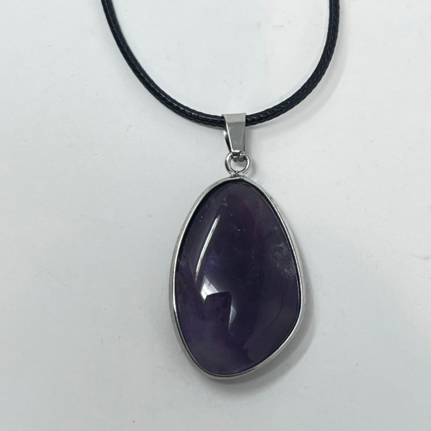Amethyst Pendant on Black Cord