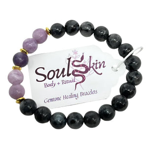Bracelet by SoulSkin - Black Labradorite & Lepidolite