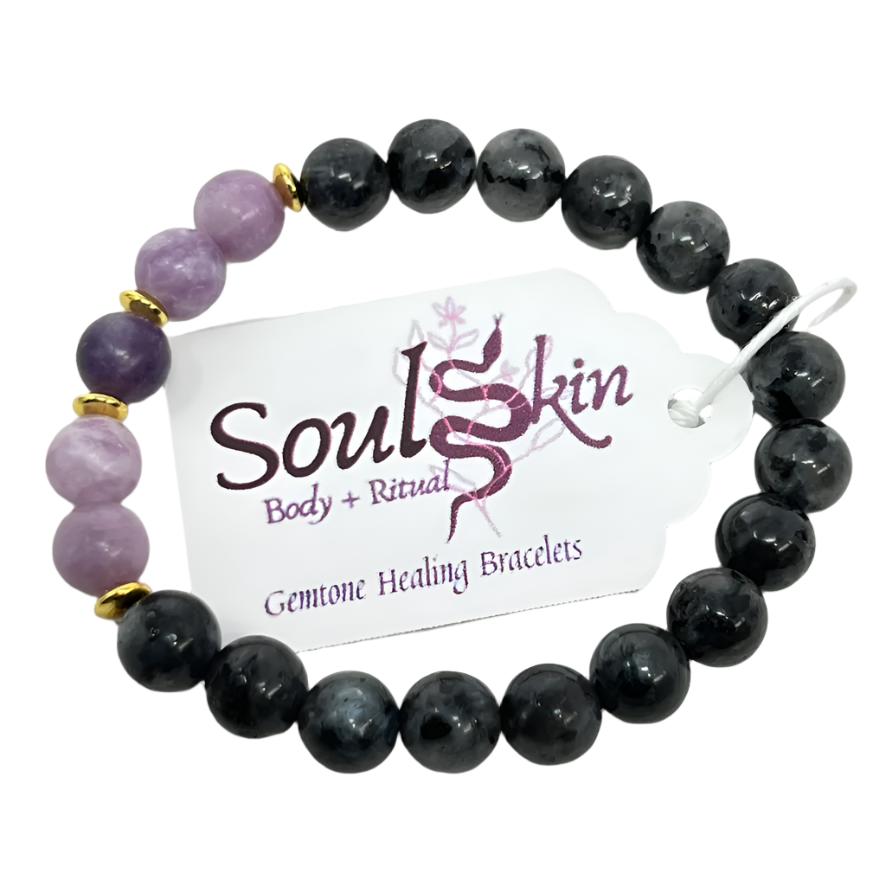 Bracelet by SoulSkin - Black Labradorite & Lepidolite