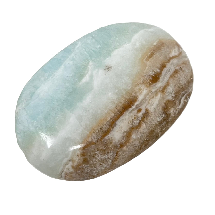 Lemurian Aquatine Calcite - Palm Stone