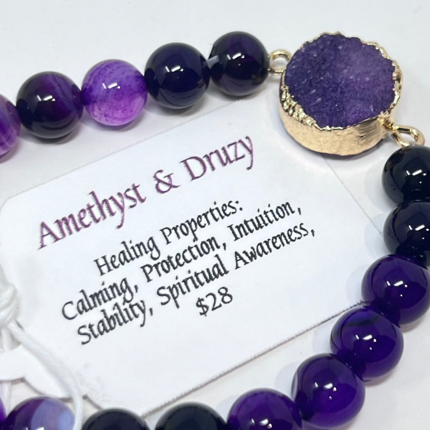 Bracelet by SoulSkin - Amethyst & Druzy