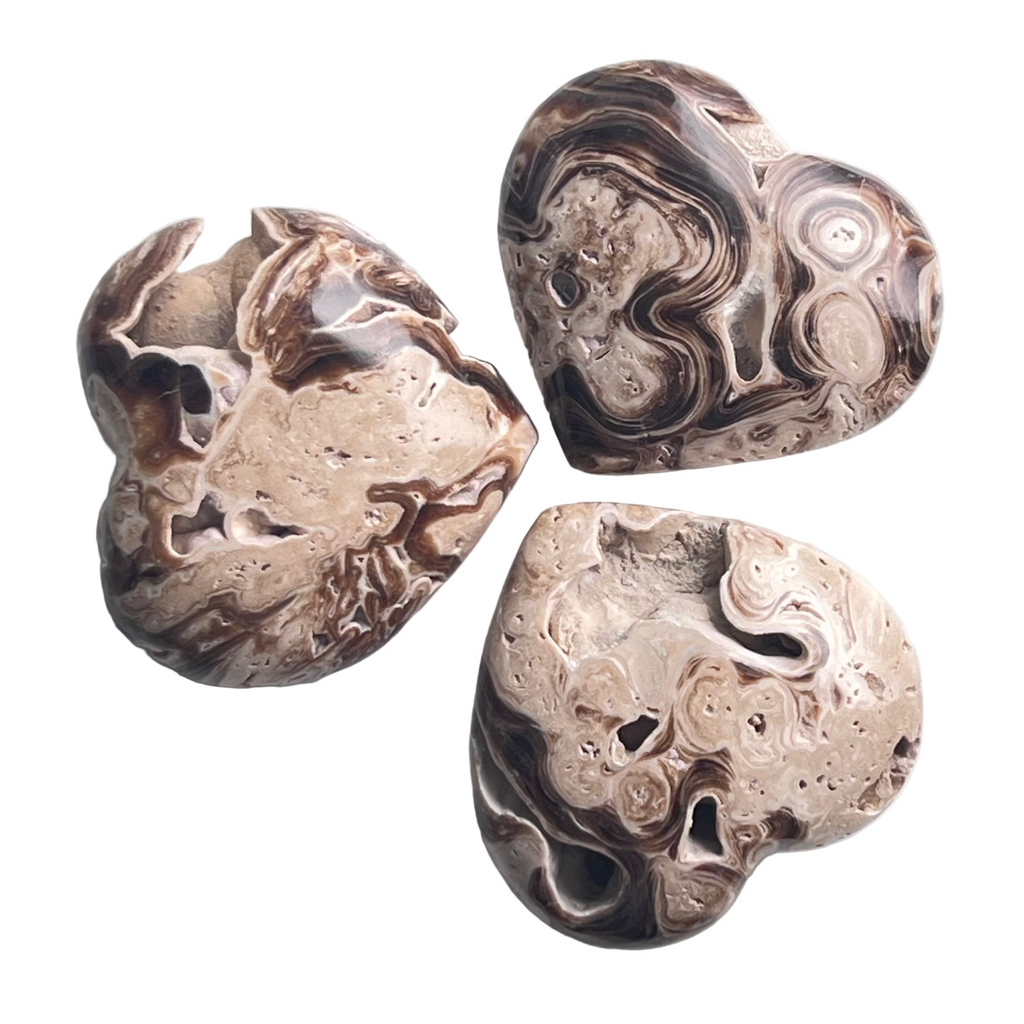 Crazy Lace Agate (Brown Variety) - Puffy Heart (Natural/Polished)