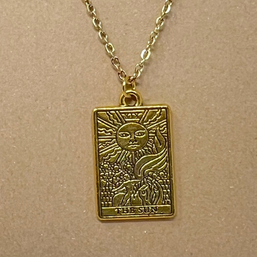 Tarot Pendant - The Sun (Gold Plated Stainless Steel)