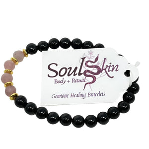 Bracelet by SoulSkin - Black Tourmaline & Rose Quartz