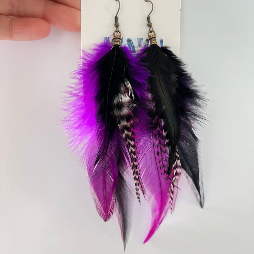 Feather Earrings by BlakByrd - Grizzly Rooster Pink