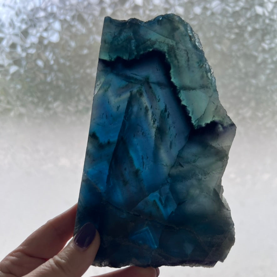 Rainbow Fluorite Slice with Rough Edge - $155.00