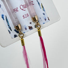 Load image into Gallery viewer, Earrings by BlakByrd - Rose Quartz &amp; Feather
