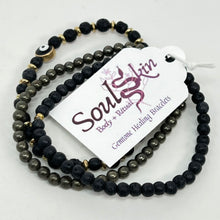 Load image into Gallery viewer, Bracelet by SoulSkin - Lava Stone &amp; Pyrite
