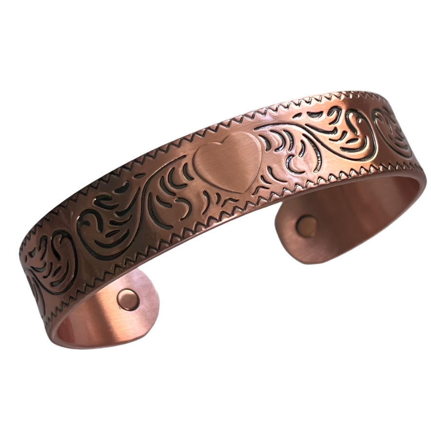 Magnetic Copper Bangle Bracelet - Heart
