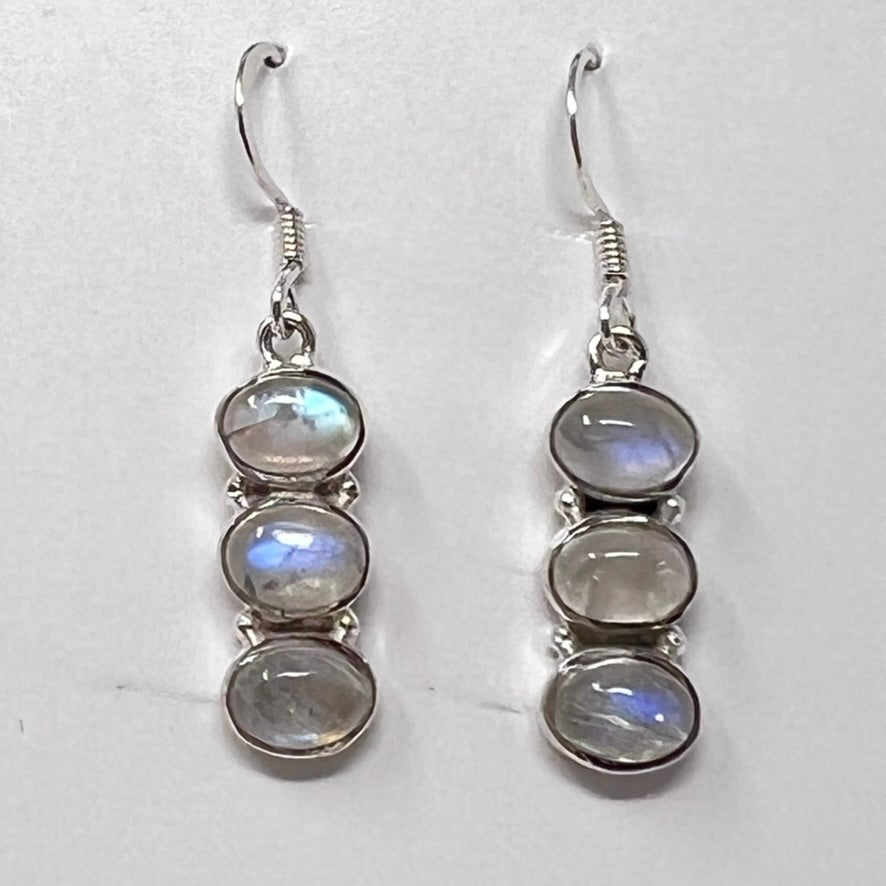 Earrings - Rainbow Moonstone