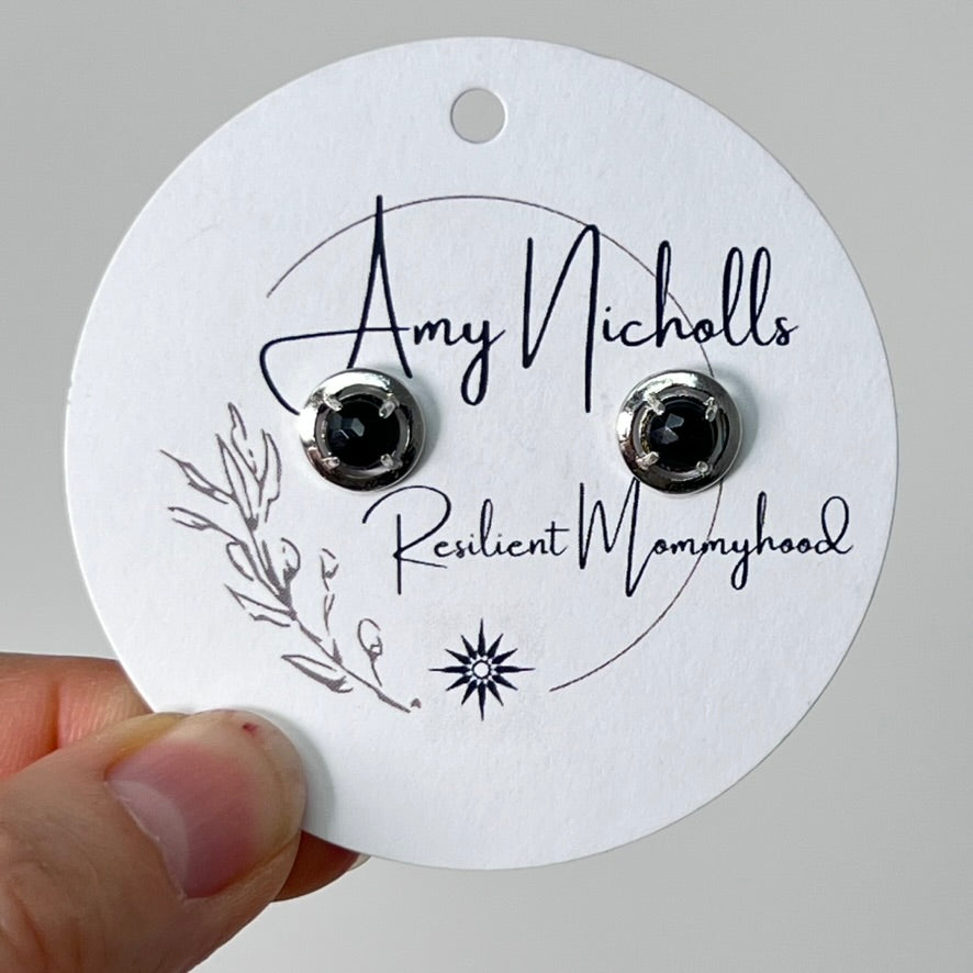 Earrings by Amy Nicholls - Black Onyx Studs (Silver)