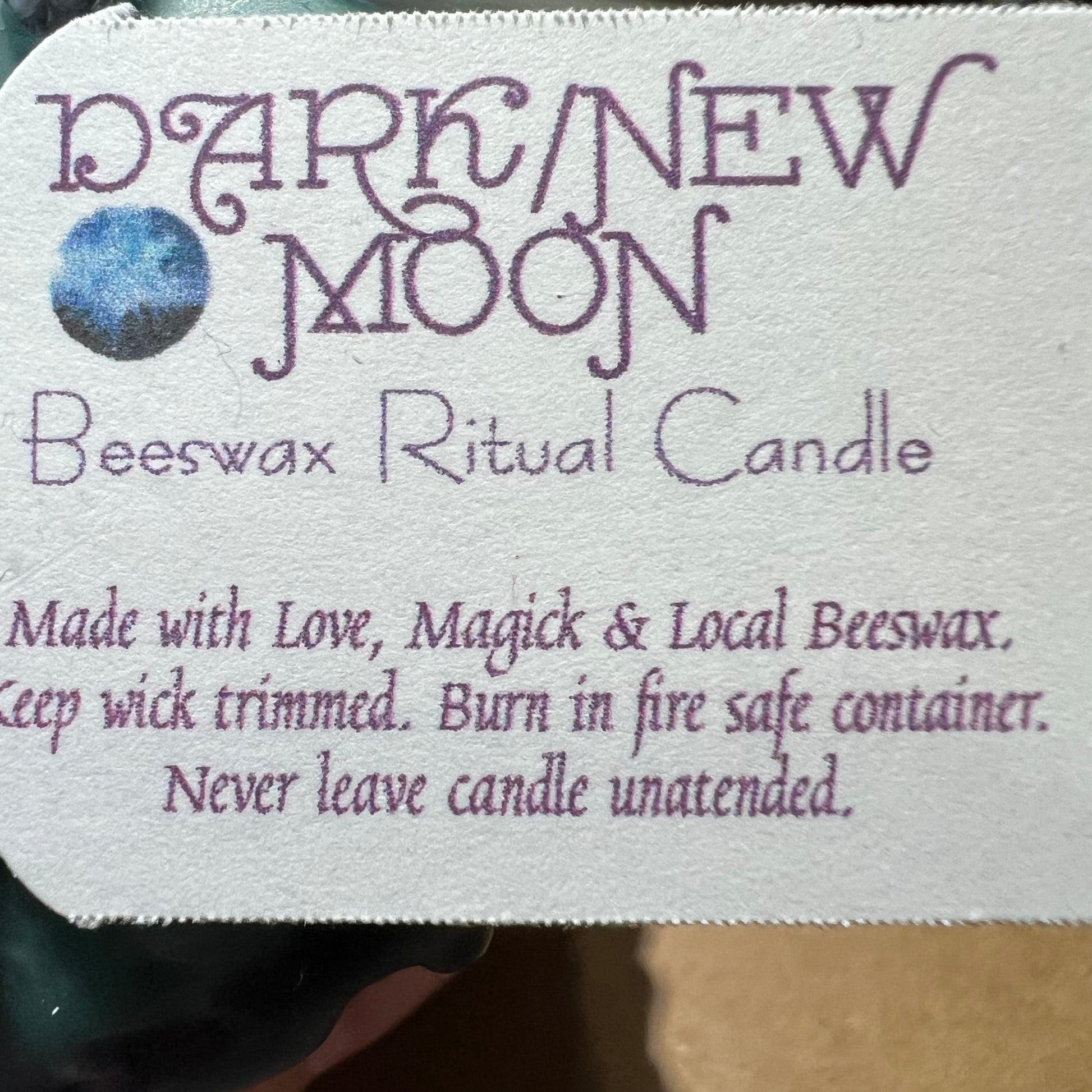 Beeswax NEW Moon Candle (Pillar with crystals) by BlakByrd - Various Designs