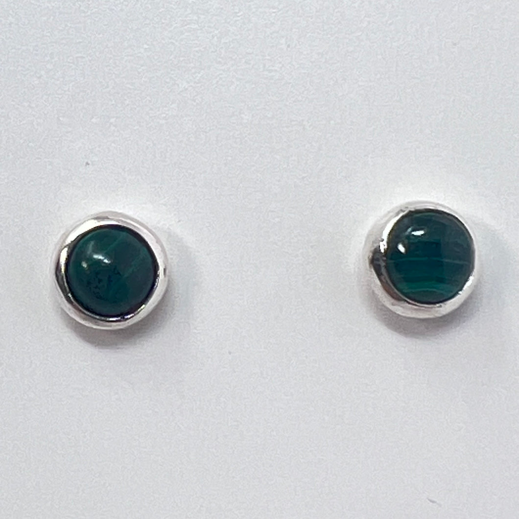 Earrings - Malachite (Small Round)