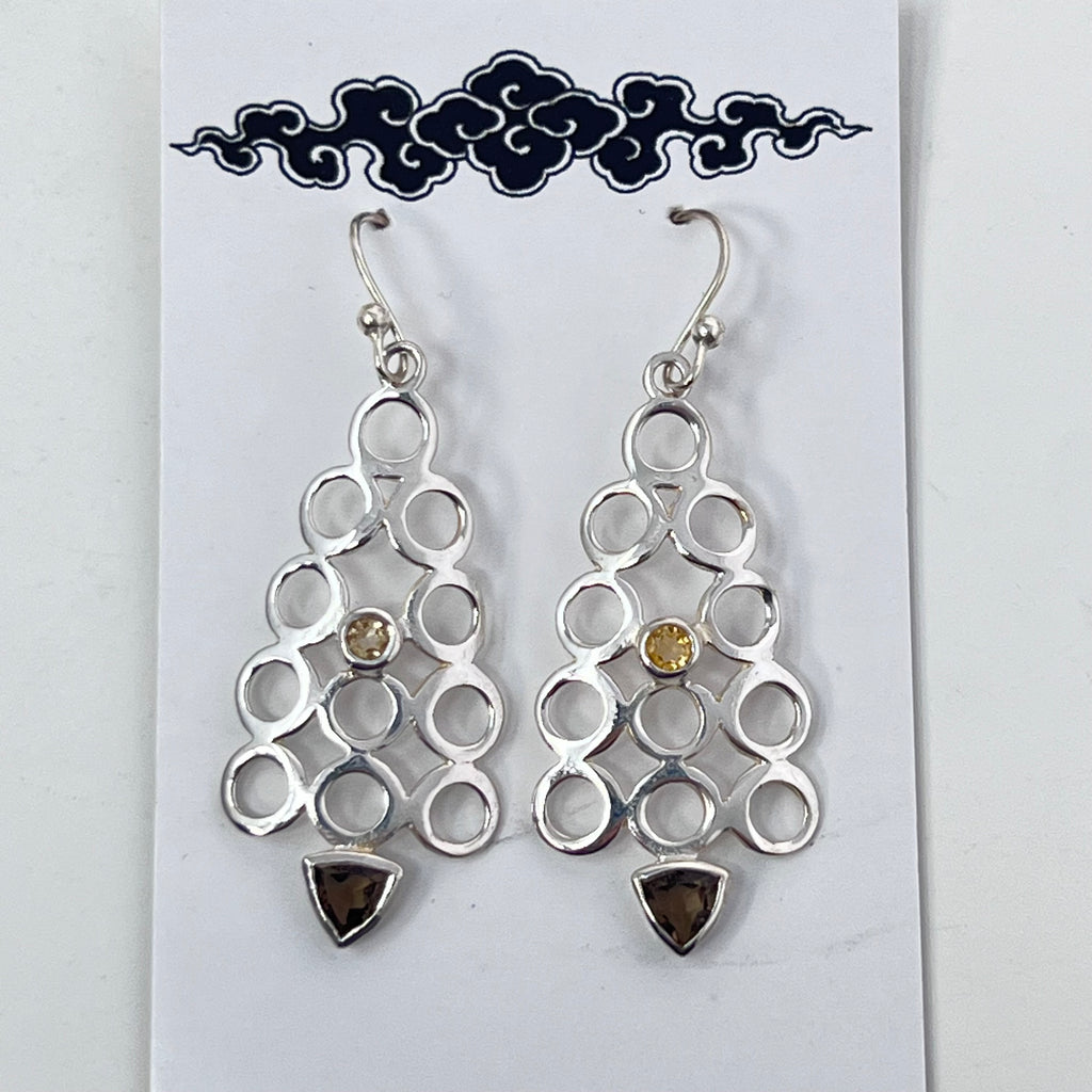 Earrings - Citrine & Smoky Quartz