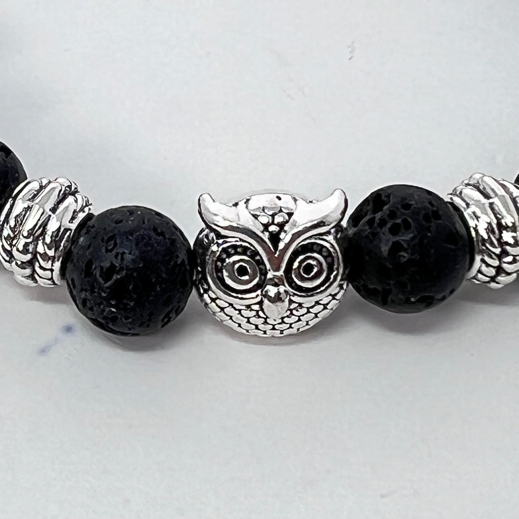 Bracelet - Lava Bead & Owl Head