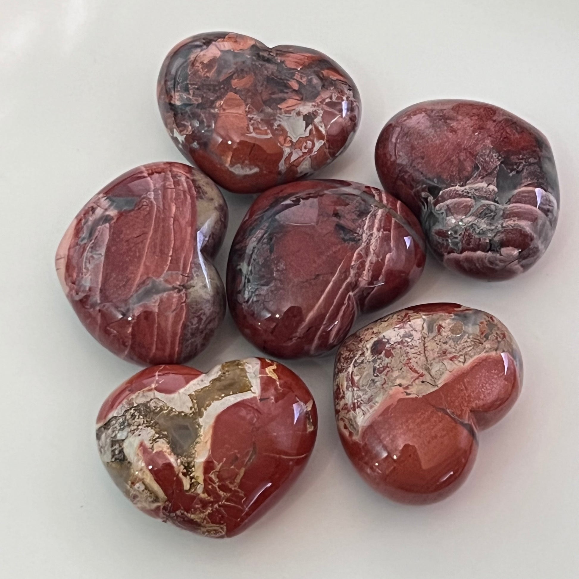 Poppy (Brecciated) Jasper Puffy Heart