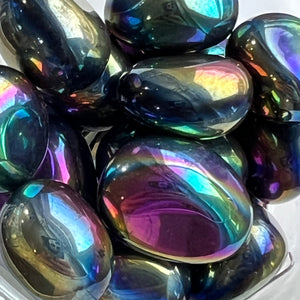 Black Obsidian Rainbow Aura - Tumbled