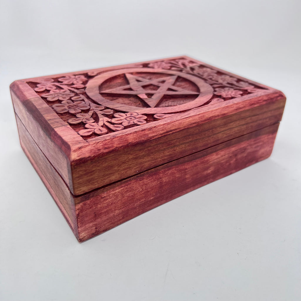 Wooden Box - Carved Pentacle