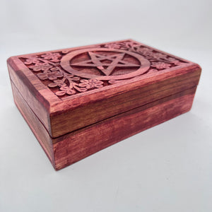 Wooden Box - Carved Pentacle