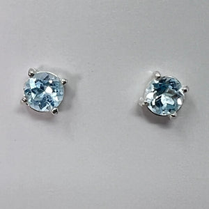 Earrings - Blue Topaz (Round)