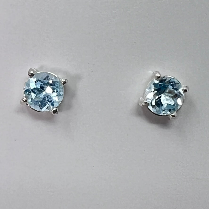 Earrings - Blue Topaz (Round)