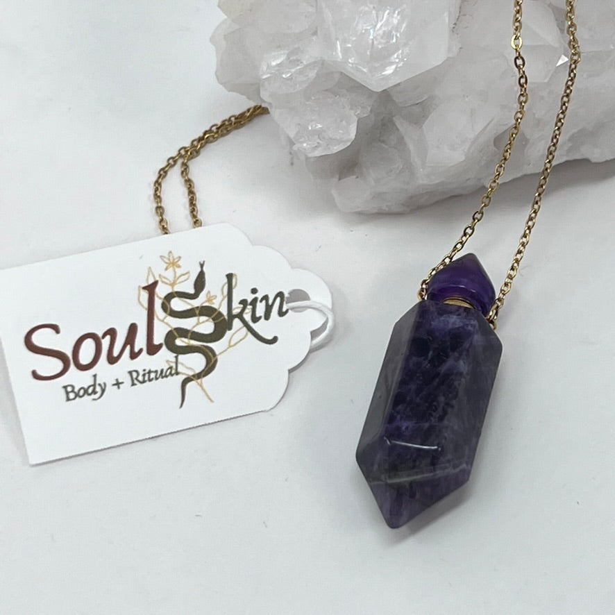 Amethyst Perfume Vial Pendant by SoulSkin