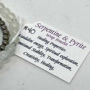Serpentine & Pyrite Wrap Bracelet by SoulSkin - (Double Wrap)