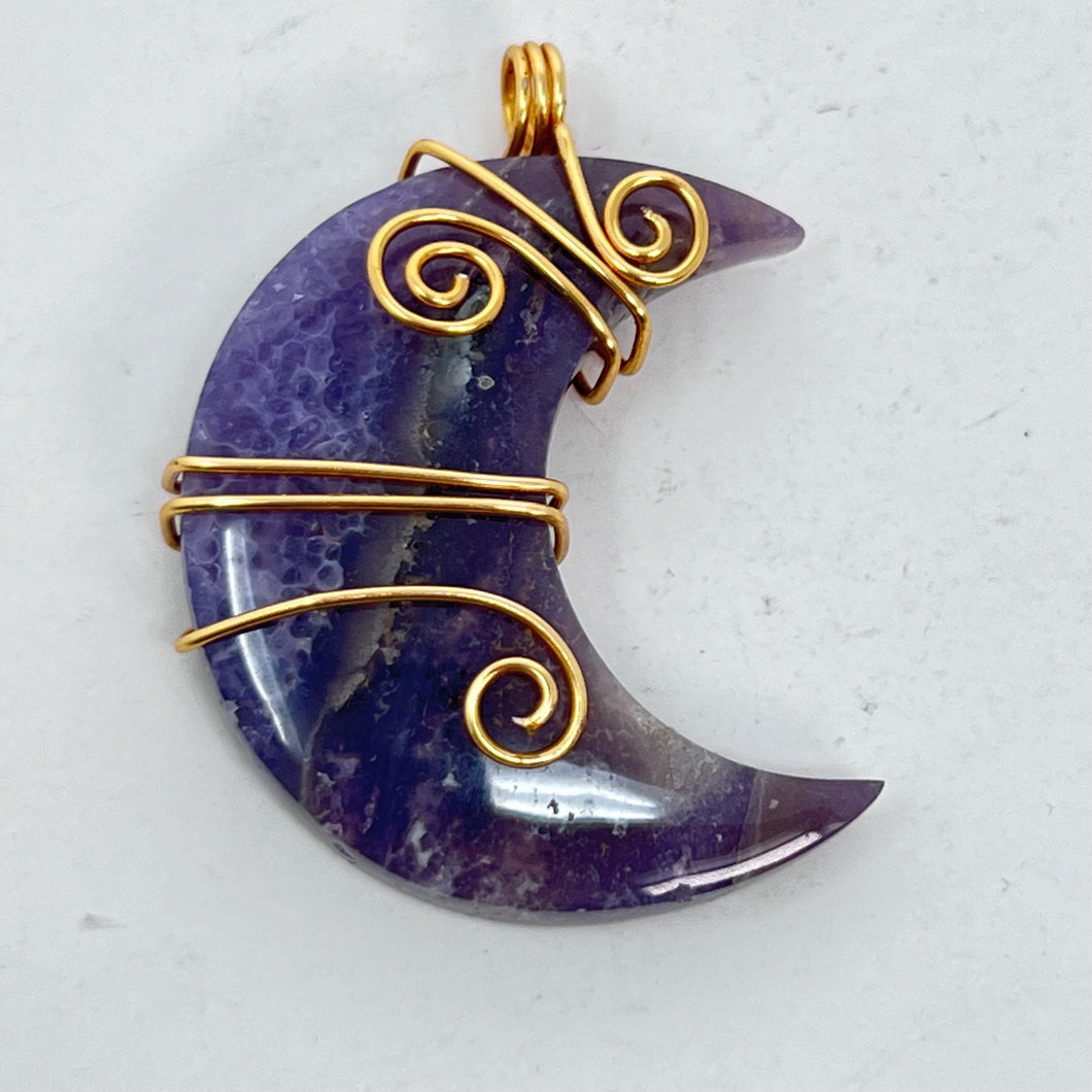 Pendant - Wire Wrapped Grape Agate Moon