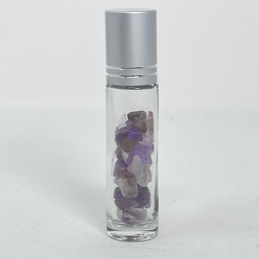 Essential Oil Roller Bottle with Crystal Chips (Options)
