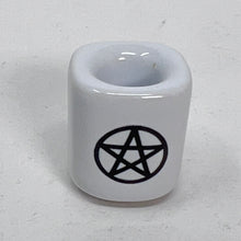 Load image into Gallery viewer, Mini Candle Holder - White with Pentacle
