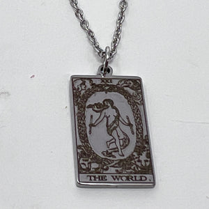 Tarot Pendant - The World (Stainless Steel)