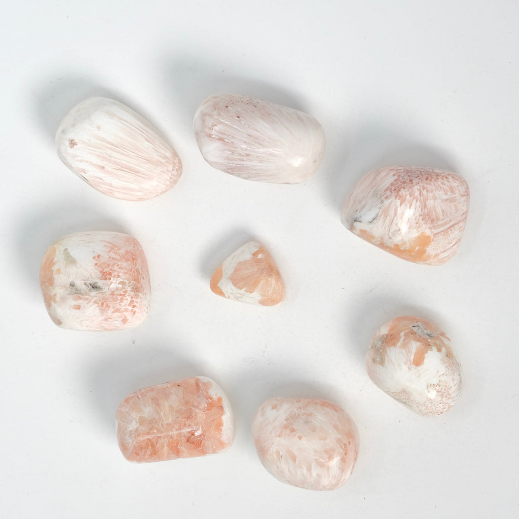 Scolecite & Stillbite (Peach Scolecite) - Tumbled
