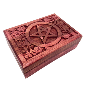 Wooden Box - Carved Pentacle