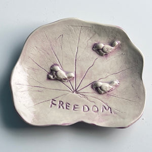 Handmade Pottery LEAF Chakra Plate  "Freedom"