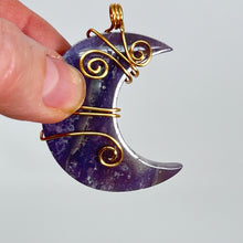 Load image into Gallery viewer, Pendant - Wire Wrapped Grape Agate Moon
