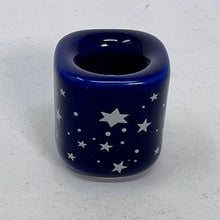 Load image into Gallery viewer, Mini Candle Holder - Blue Porcelain &amp; Silver Stars
