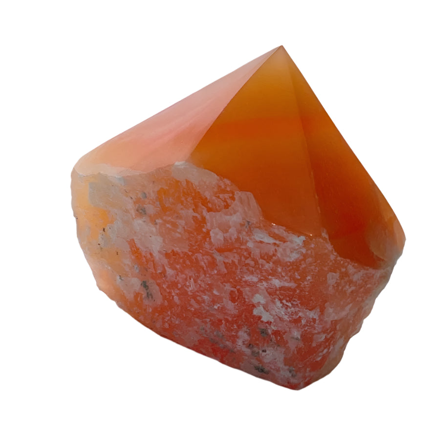 Orange Calcite - Rough Base/Polished Point