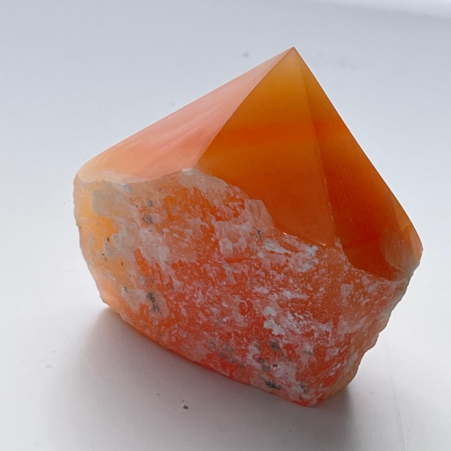 Orange Calcite - Rough Base/Polished Point