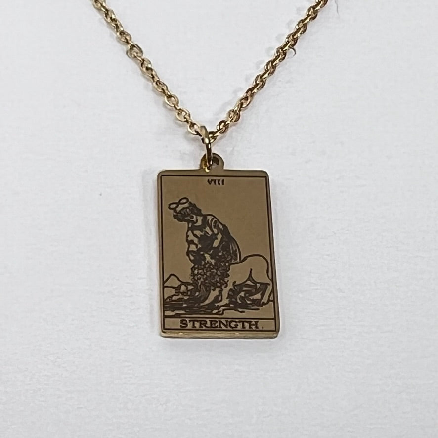 Tarot Pendant - Strength (Gold plated Stainless Steel)
